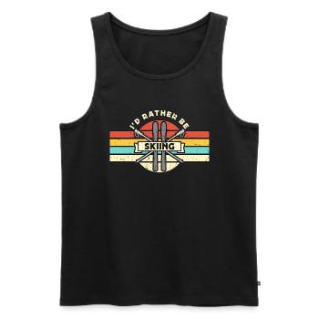 Cross Country Skiing I'd Rather Be Retro Ski Race - Men's Premium Organic Tank Top - black - Front - AI Model Male 178 light (178cm)