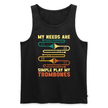 Trombone My Needs Are Simple Retro Marching Band - Men's Premium Organic Tank Top - black - Front - Michal (187cm)