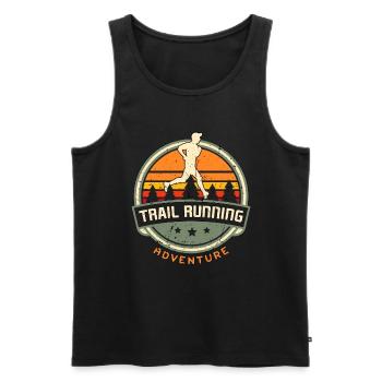 Trail Running Aventure Retro Ultra Running Randonnée - Débardeur bio Premium Homme - noir - Devant - Michal (187cm)
