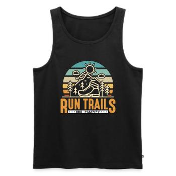 Trail Running Run Trails Be Happy Retro Athletes - Männer Premium Bio Tank Top - Schwarz - Vorne - Michal (187cm)