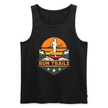 Trail Running Run Trails Retro Marathoner Training - Men's Premium Organic Tank Top - black - Front - Michal (187cm)