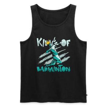 Le roi du badminton aime les sports de raquette - Débardeur bio Premium Homme - noir - Devant - AI Model Male 178 light (178cm)