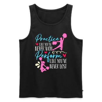 Pratique du cheerleading comme vous n’avez jamais applaudi - Débardeur bio Premium Homme - noir - Devant - AI Model Male 178 light (178cm)