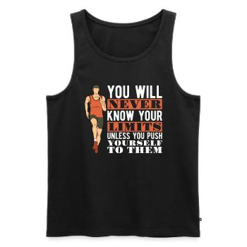 Athlétisme que vous ne saurez jamais Aime courir - Débardeur bio Premium Homme - noir - Devant - Michal (187cm)