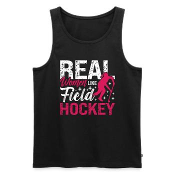 Field Hockey Real Women Like Hockey Goalkeeper - Männer Premium Bio Tank Top - Schwarz - Vorne - Michal (187cm)