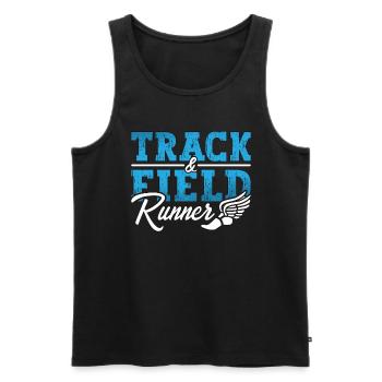 Track And Field Runner Loves Triathlon Sprinting - Men's Premium Organic Tank Top - black - Front - AI Model Male 178 light (178cm)