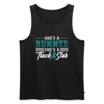 Track And Field She's A Runner She's Athletic - Men's Premium Organic Tank Top - black - Front - AI Model Male 178 light (178cm)