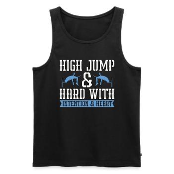 Jump High & Hard With Intention Running High Jump - Men's Premium Organic Tank Top - black - Front - AI Model Male 178 light (178cm)