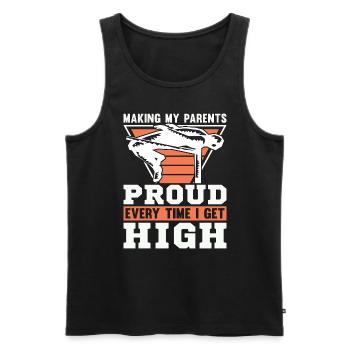 Le saut en hauteur rend les parents fiers à chaque fois qu’ils sautent - Débardeur bio Premium Homme - noir - Devant - AI Model Male 178 light (178cm)
