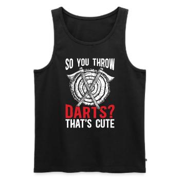 Axe Throwing So You Throw Darts Bullseye Chopping - Men's Premium Organic Tank Top - black - Front - AI Model Male 178 light (178cm)