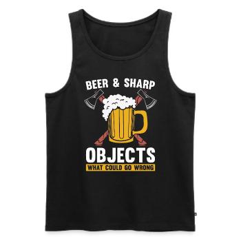 Hache Lancer Bière & Objets Tranchants Hache Lanceur - Débardeur bio Premium Homme - noir - Devant - Michal (187cm)