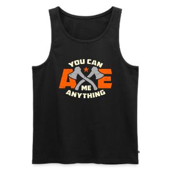 Axe Throwing You Can Axe Me Bullseye Axe Thrower - Männer Premium Bio Tank Top - Schwarz - Vorne - AI Model Male 178 light (178cm)