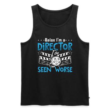 Réalisateur Relax I’m A Director Directeur Opérateur - Débardeur bio Premium Homme - noir - Devant - AI Model Male 178 light (178cm)