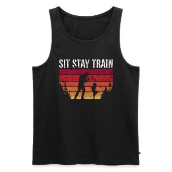 Animal Trainer Sit Stay Train Retro Dog Training - Men's Premium Organic Tank Top - black - Front - Michal (187cm)