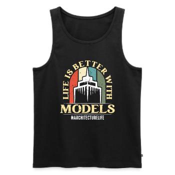 Architecture Life Is Better With Retro Engineering - Männer Premium Bio Tank Top - Schwarz - Vorne - Michal (187cm)