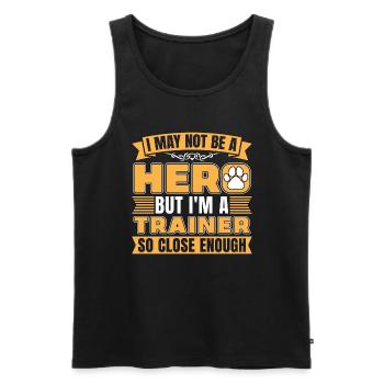 Dresseur d’animaux Je ne suis peut-être pas un héros mais un dresseur de chiens - Débardeur bio Premium Homme - noir - Devant - Michal (187cm)