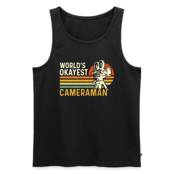 Camera Operator World's Okayest Retro Cameraman - Men's Premium Organic Tank Top - black - Front - AI Model Male 178 light (178cm)