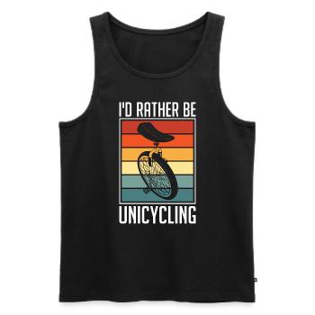 Unicycle I'd Rather Be Unicycling Retro Cycling - Men's Premium Organic Tank Top - black - Front - Michal (187cm)