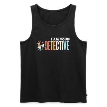 Détective Je suis votre détective Retro Investigation - Débardeur bio Premium Homme - noir - Devant - AI Model Male 178 light (178cm)