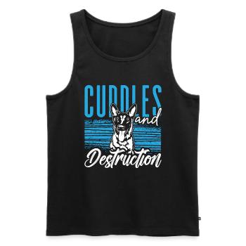 Belgian Malinois Cuddles & Destruction Working Dog - Männer Premium Bio Tank Top - Schwarz - Vorne - AI Model Male 178 light (178cm)