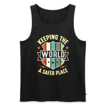 Corrections Officer Keeping The World Retro Police - Men's Premium Organic Tank Top - black - Front - Michal (187cm)