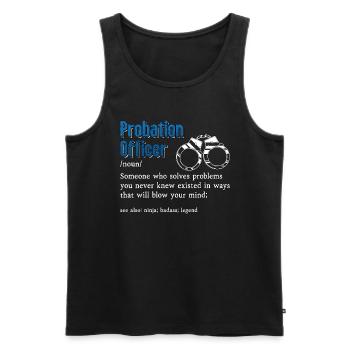 Agent de probation quelqu’un qui applique la loi - Débardeur bio Premium Homme - noir - Devant - Michal (187cm)