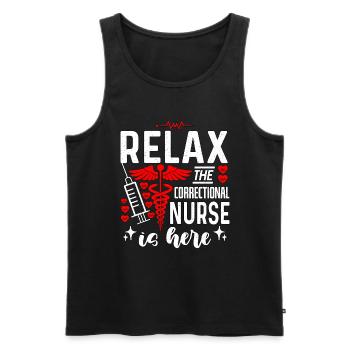 Infirmière correctionnelle Détendez-vous La médecine correctionnelle - Débardeur bio Premium Homme - noir - Devant - Michal (187cm)