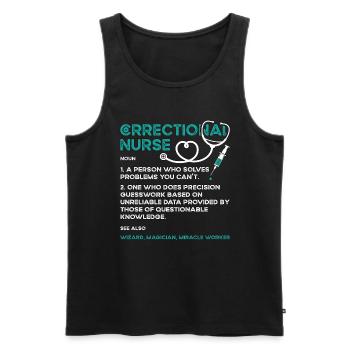 Infirmière correctionnelle Une personne qui résout l’argent mince - Débardeur bio Premium Homme - noir - Devant - AI Model Male 178 light (178cm)