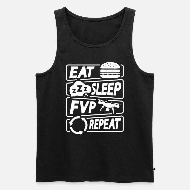 Drone Racing Eat Sleep Fpv Repeat Race Multicopter - Canottiera ecologica premium da uomo - nero