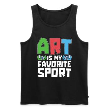 L’art du peintre est mon sport préféré Aime le pinceau - Débardeur bio Premium Homme - noir - Devant - AI Model Male 178 light (178cm)