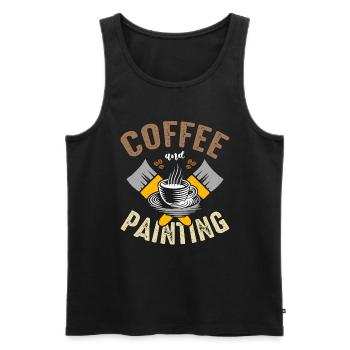 Peintre Café Et Peinture Artisans Pinceau - Débardeur bio Premium Homme - noir - Devant - AI Model Male 178 light (178cm)