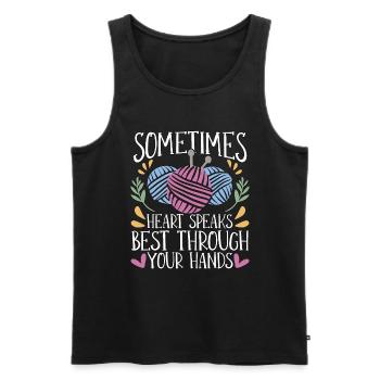 Crocheting Sometimes Your Heart Speak Needlework - Men's Premium Organic Tank Top - black - Front - Michal (187cm)