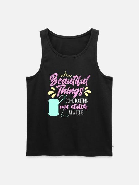 Cross Stitch Beautiful Things Come Together Sewing - Men's Premium Organic Tank Top - black