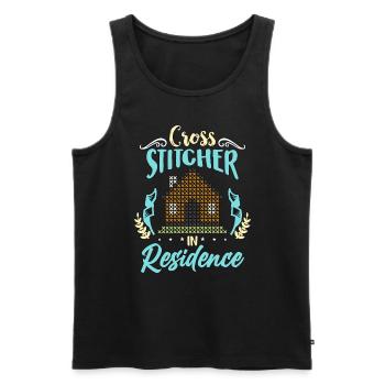 Cross Stitch Cross Stitcher In Residence Quilting - Men's Premium Organic Tank Top - black - Front - AI Model Male 178 light (178cm)