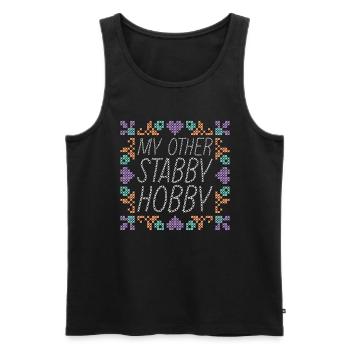 Cross Stitch My Other Stabby Hobby Sewing Machine - Men's Premium Organic Tank Top - black - Front - AI Model Male 178 light (178cm)