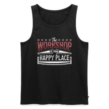 Carpenter The Workshop Is My Happy Place Carpentry - Männer Premium Bio Tank Top - Schwarz - Vorne - AI Model Male 178 light (178cm)