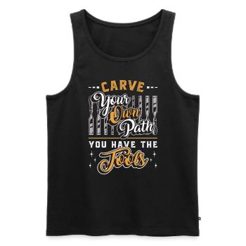 Wood Carving Carve Your Own Path Woodsman Logger - Männer Premium Bio Tank Top - Schwarz - Vorne - AI Model Male 178 light (178cm)