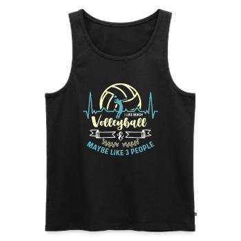 J’aime le volleyball de plage et le volleyeur de beachball - Débardeur bio Premium Homme - noir - Devant - Michal (187cm)