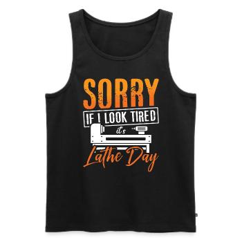 Woodturning Sorry If I Look Tired It's Carpentry - Men's Premium Organic Tank Top - black - Front - Michal (187cm)