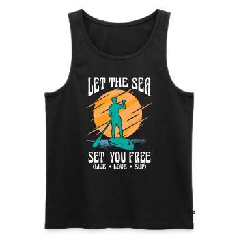 Stand Up Paddle Let The Sea Set You Free Paddling - Men's Premium Organic Tank Top - black - Front - AI Model Male 178 light (178cm)