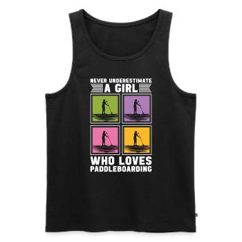 Stand Up Paddle Never Underestimate A Girl Paddler - Men's Premium Organic Tank Top - black - Front - AI Model Male 178 light (178cm)