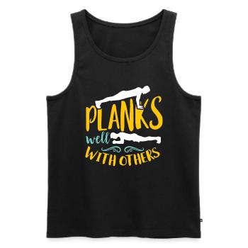 Pilates Planches bien avec les autres instructeur de Pilates - Débardeur bio Premium Homme - noir - Devant - Michal (187cm)