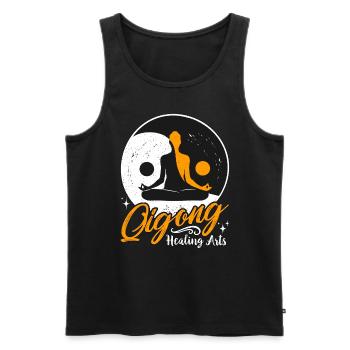 Qigong Healing Arts Yin Yang Tai Chi Meditation - Men's Premium Organic Tank Top - black - Front - Michal (187cm)