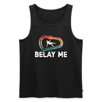 Indoor Climbing Belay Me Retro Boulder Mountaineer - Männer Premium Bio Tank Top - Schwarz - Vorne - AI Model Male 178 light (178cm)