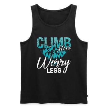 Rock Climbing Climb More Worry Less Mountaineering - Men's Premium Organic Tank Top - black - Front - Michal (187cm)