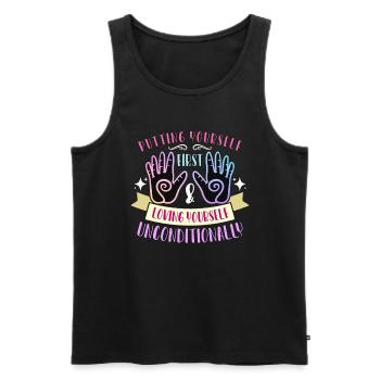 Reiki Putting Yourself First & Loving Meditation - Männer Premium Bio Tank Top - Schwarz - Vorne - AI Model Male 178 light (178cm)