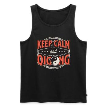Qigong Keep Calm & Qigong Méditation Yin Yang - Débardeur bio Premium Homme - noir - Devant - AI Model Male 178 light (178cm)
