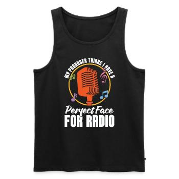 Podcasting Mon producteur pense que j’ai un hébergeur de podcast - Débardeur bio Premium Homme - noir - Devant - AI Model Male 178 light (178cm)