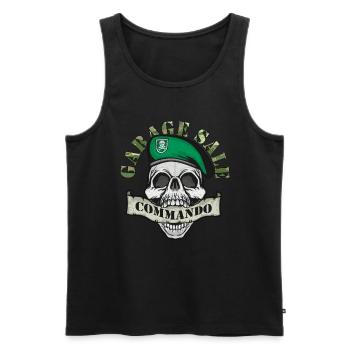 Garage Sale Commando Flea Market Bargain Hunter - Men's Premium Organic Tank Top - black - Front - AI Model Male 178 light (178cm)