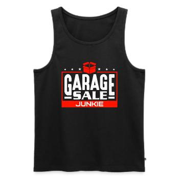 Garage Sale Junkie Flea Market Bargain Hunter - Men's Premium Organic Tank Top - black - Front - AI Model Male 178 light (178cm)